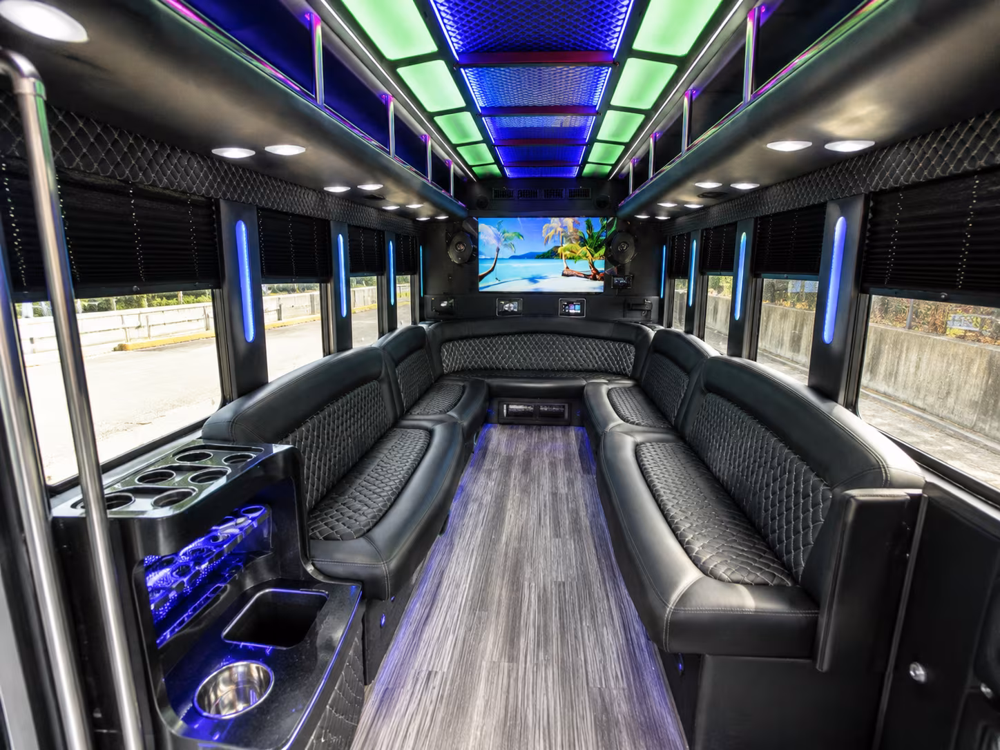 jacksonville 18 passenger party bus inside