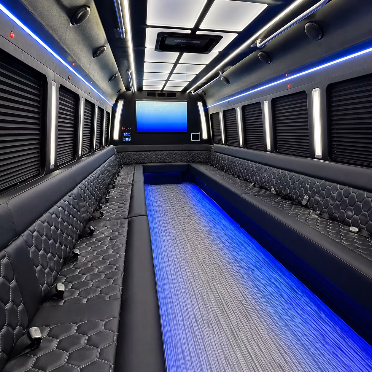 jacksonville 50 passenger party bus inside